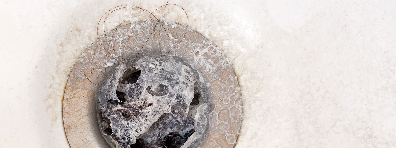 clogged drain with hair