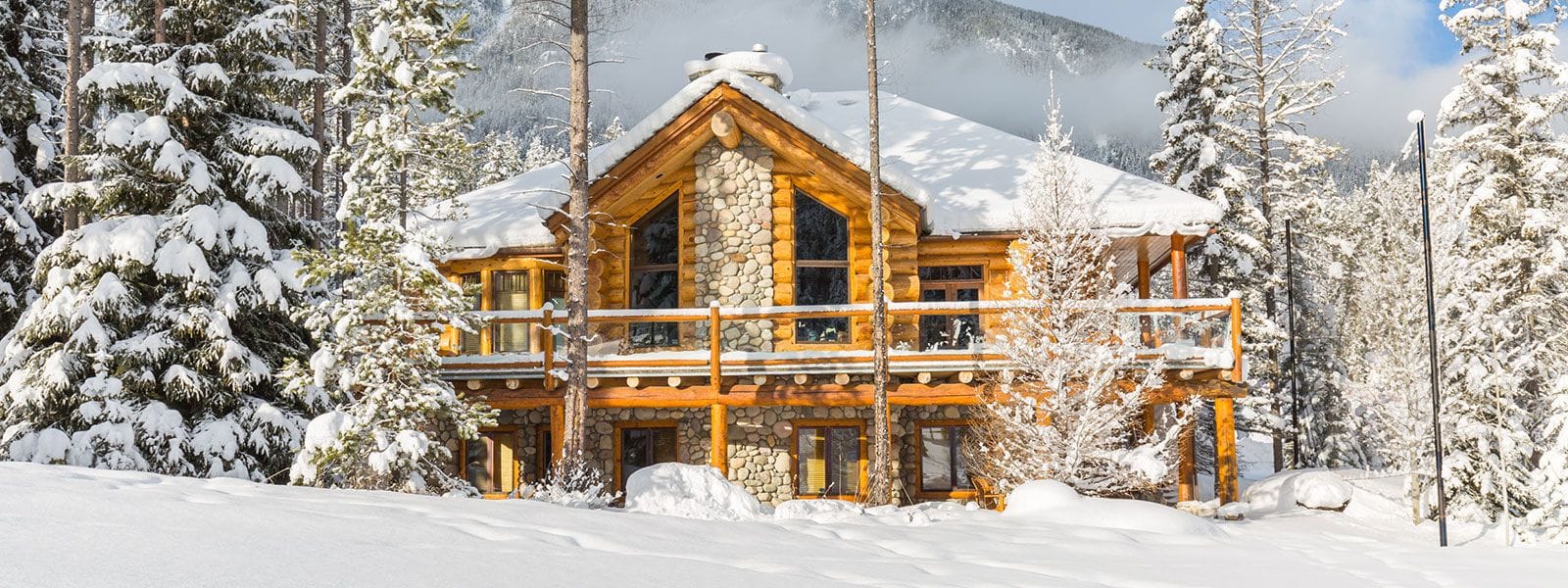 winter cabin in the mountains