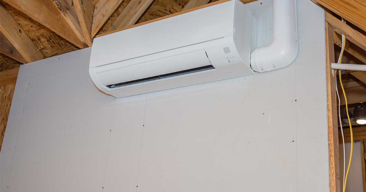 ductless mini split unit installed on wall