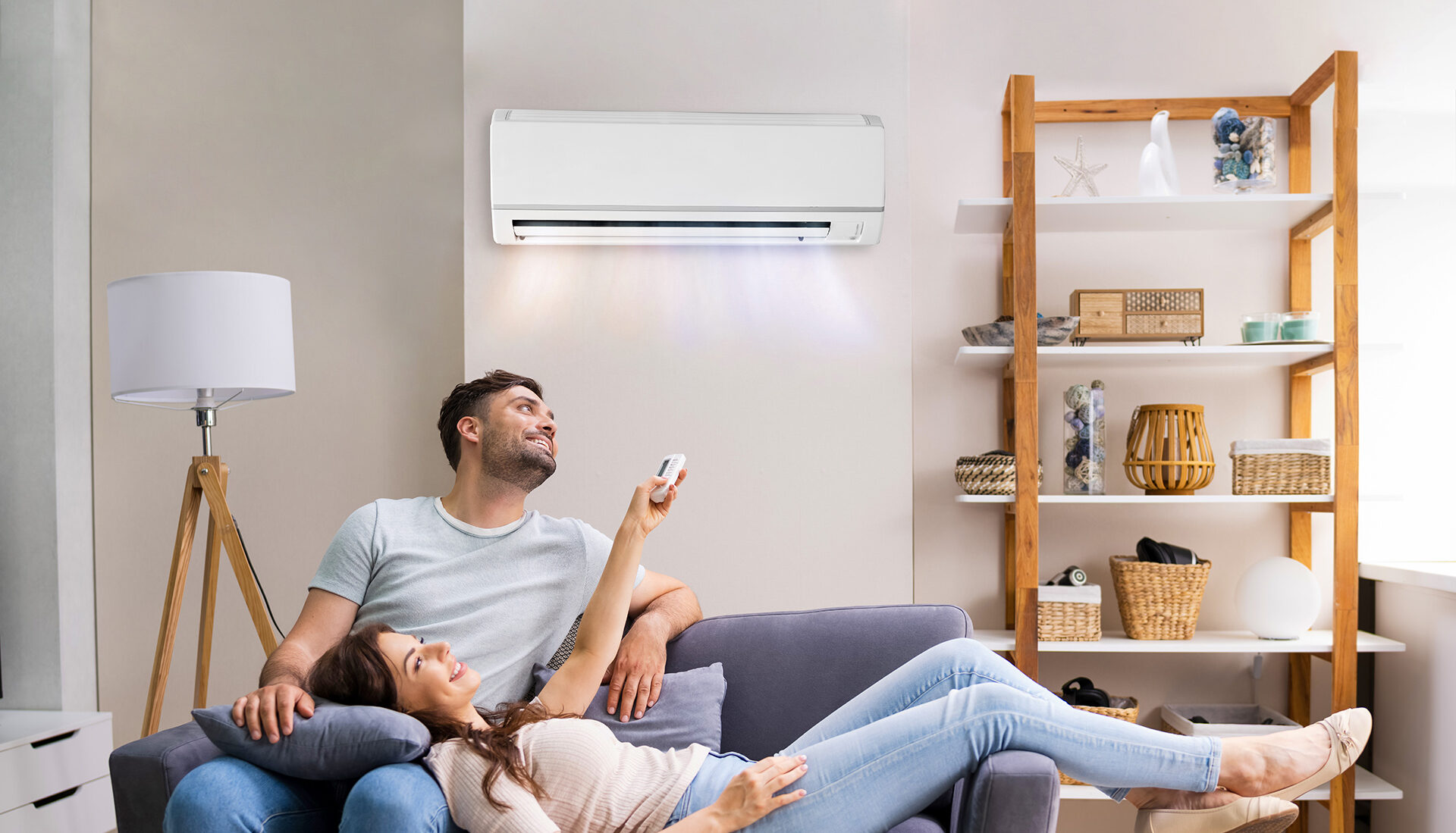 Family relaxing in living room after HVAC service to fix their ac not cooling