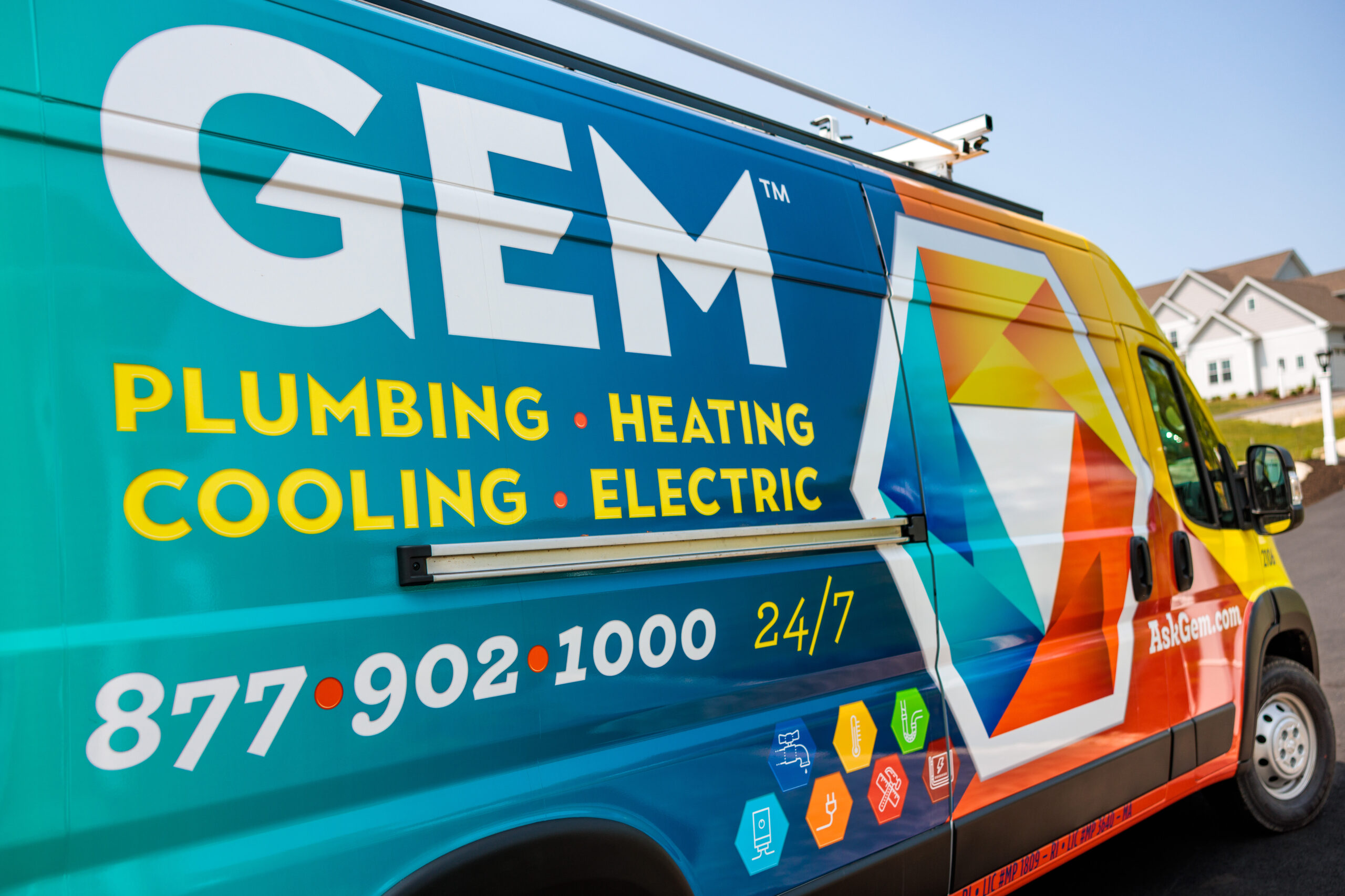 GEM Plumbing Heating Cooling & Electrical vehicle branding detail