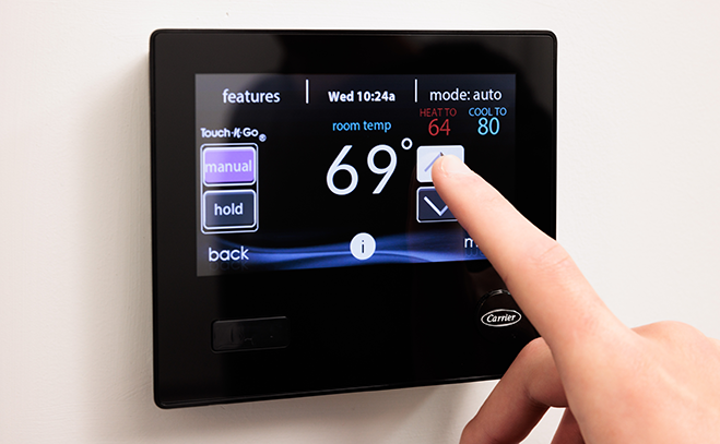 Smart thermostat installation by GEM HVAC technician