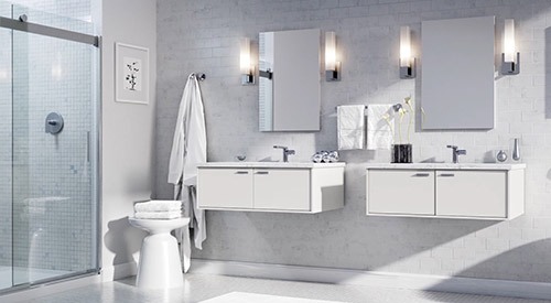 Modern residential bathroom interior