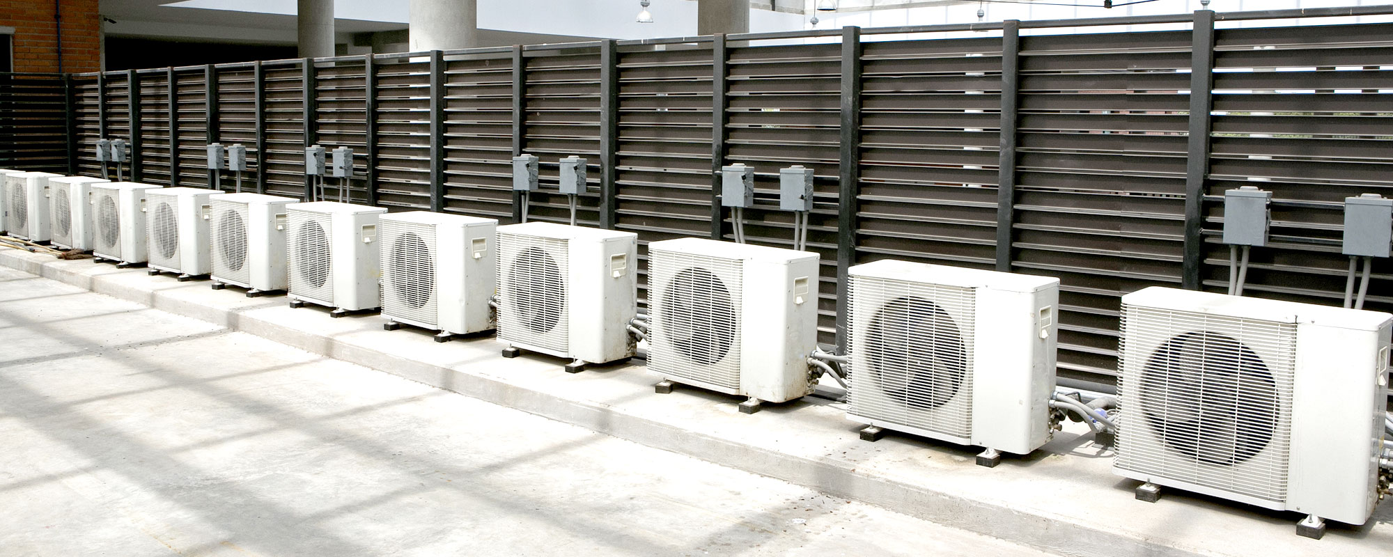 Row of commercial heat pump units