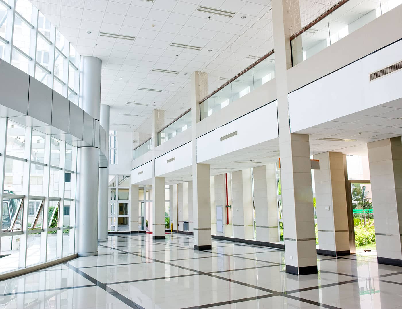 Interior of large bright building open concept